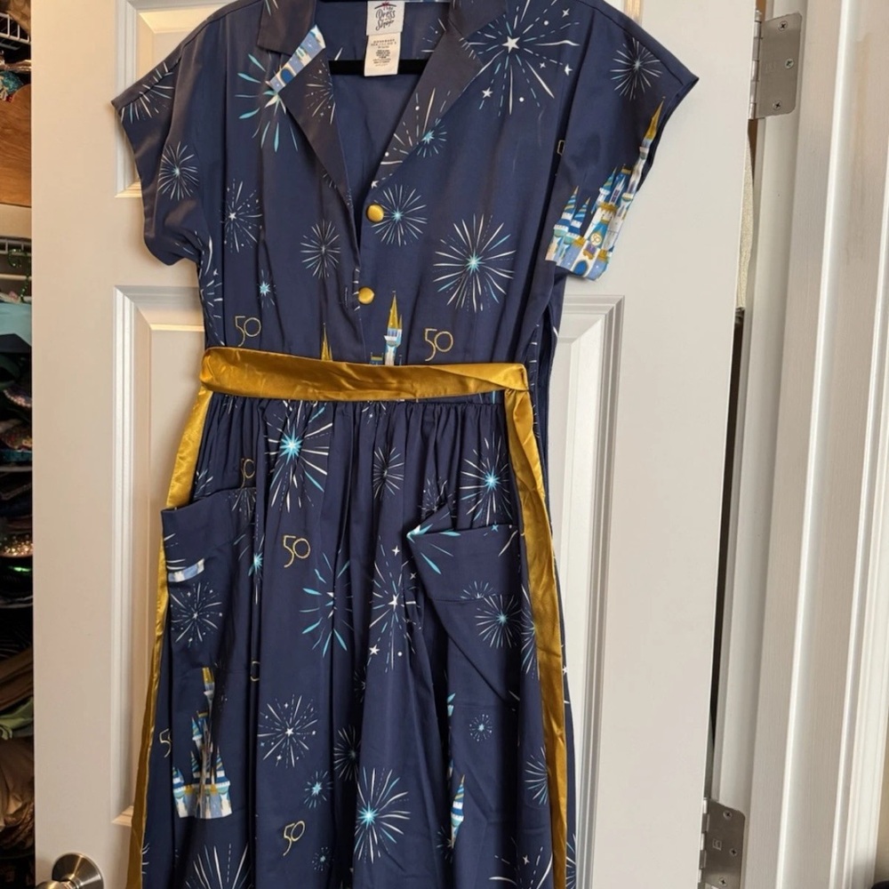 Disney Blue and Gold Midi Dress 50th anniversary Walt Disney World